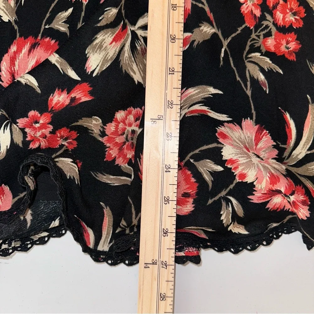 Jones New York Signature Skirt Womens 6 Black Floral A-Line Wool Blend Lined EUC